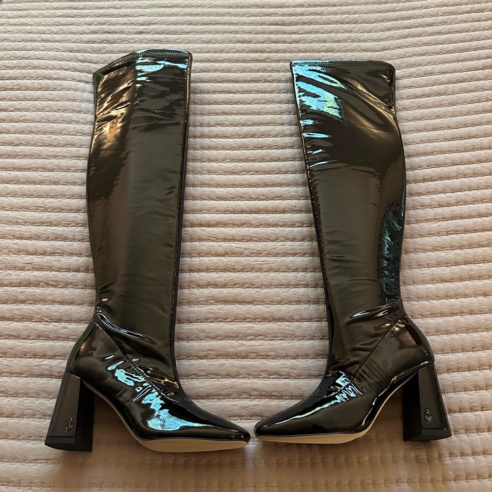 Sam Edelman Shiny Black Over the Knee Boots